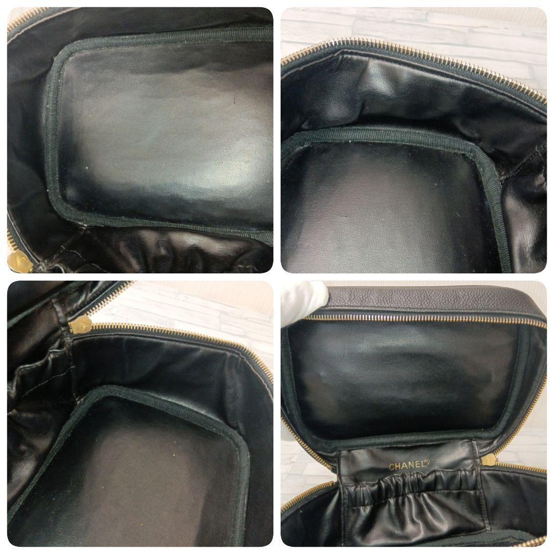 Chanel Vanity Pouch Caviar Leather Black CC Logo — view 8
