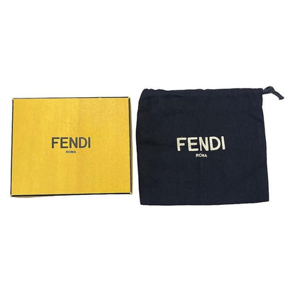 Fendi Flat Baguette Shoulder Bag Card Case Calf Leather Yellow Silver Hardware