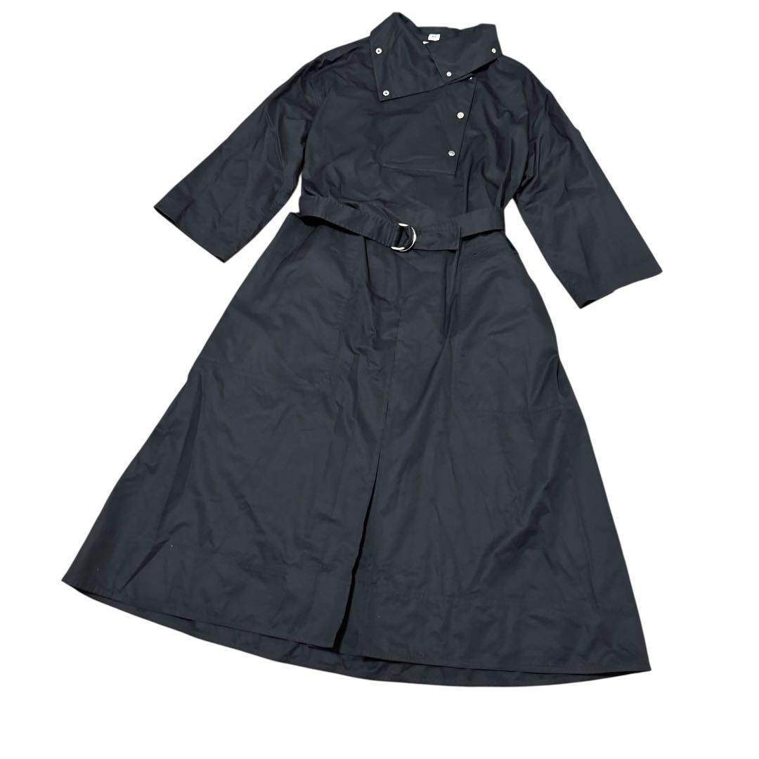 Hermes Clou de Selle Black Belted Dress Roll Up Sleeves 34
