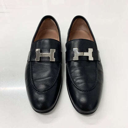 Hermes Paris Hhardware Leather Loafers Black