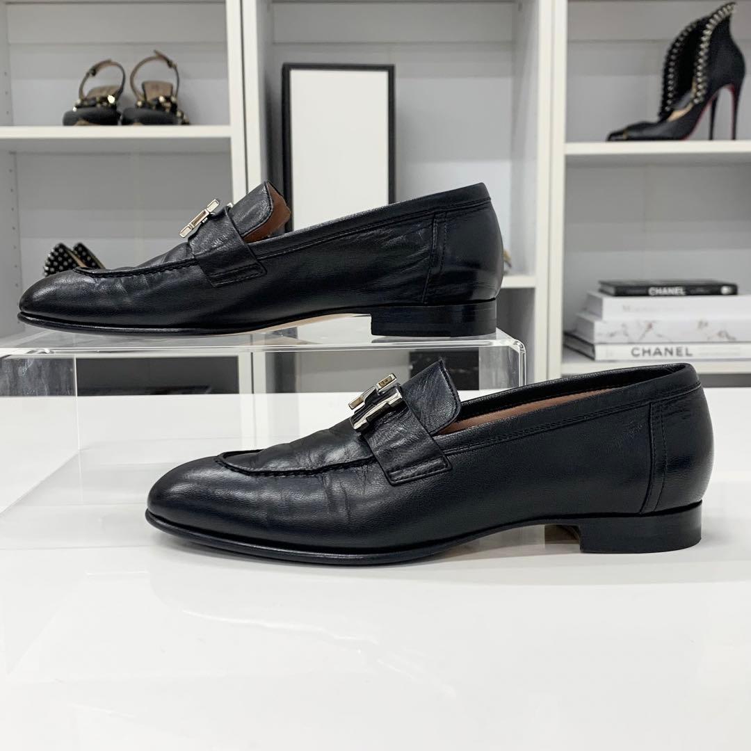 Hermes Paris Hhardware Leather Loafers Black