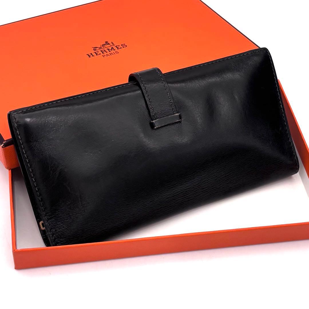 Hermes Bearn Classic Box Calf Black Wallet — view 2
