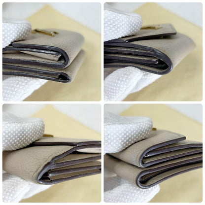 Louis Vuitton Portefeuille Lock Mini Compact Foldable Wallet Beige