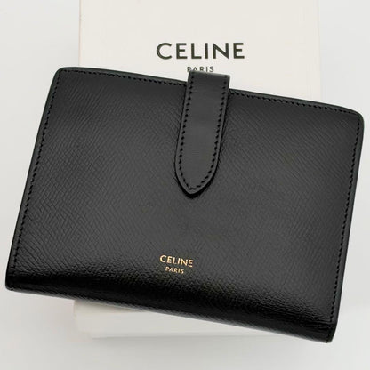 Celine Wallet Strap Medium Leather Black