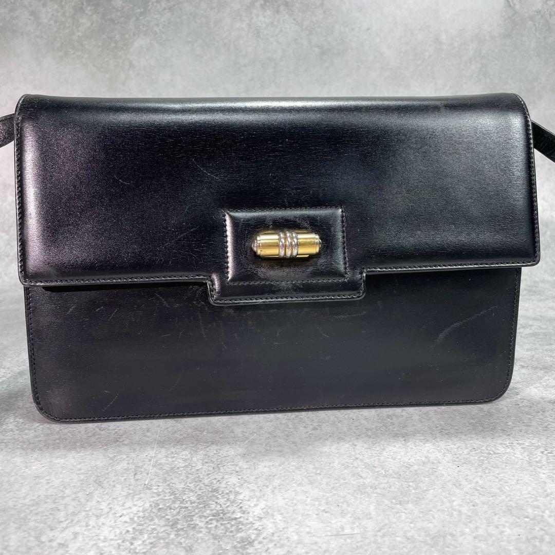 Gucci Shoulder Bag Black Leather Gold — view 2