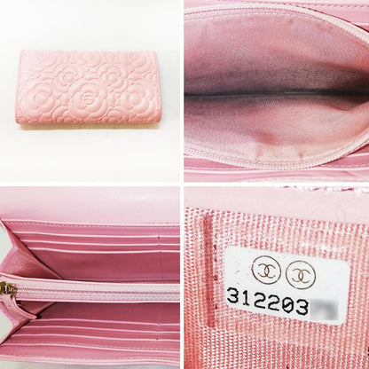 CHANEL Camellia Long Wallet Pink Chain Wallet