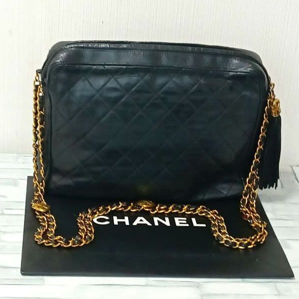 Chanel Quilted Chain Shoulder Lambskin Fringe Black — view 2