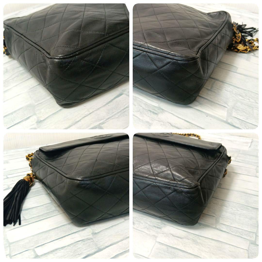 Chanel Quilted Chain Shoulder Lambskin Fringe Black — view 4