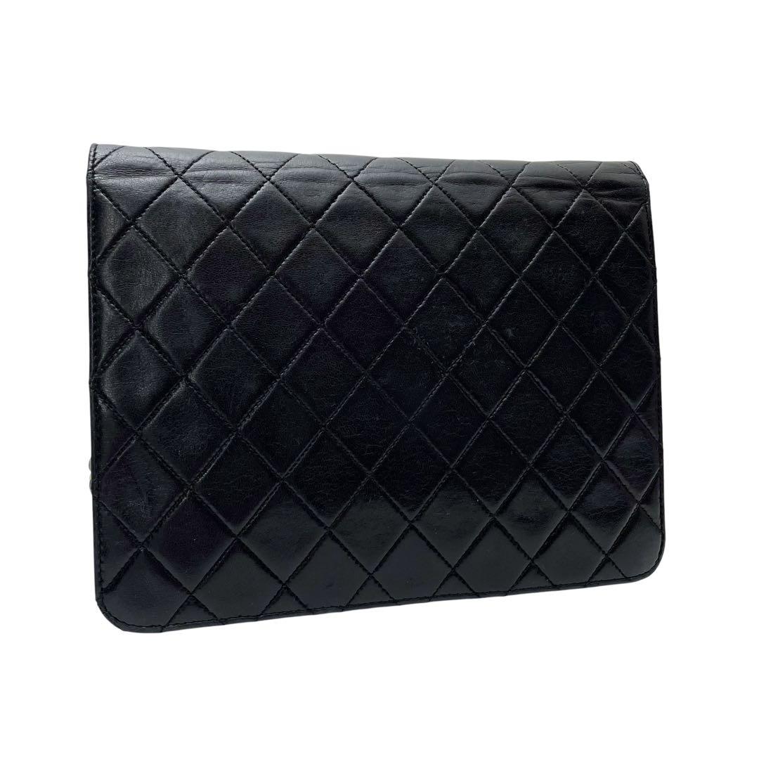 Chanel Lambskin Quilted Chain Shoulder Bag CC Logo Black
