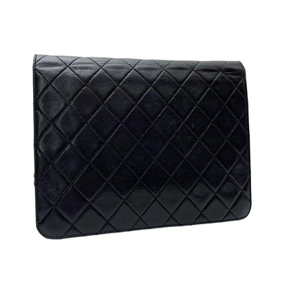 Chanel Lambskin Quilted Chain Shoulder Bag CC Logo Black