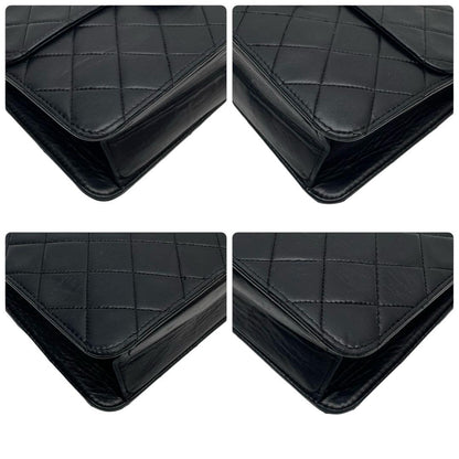 Chanel Lambskin Quilted Chain Shoulder Bag CC Logo Black