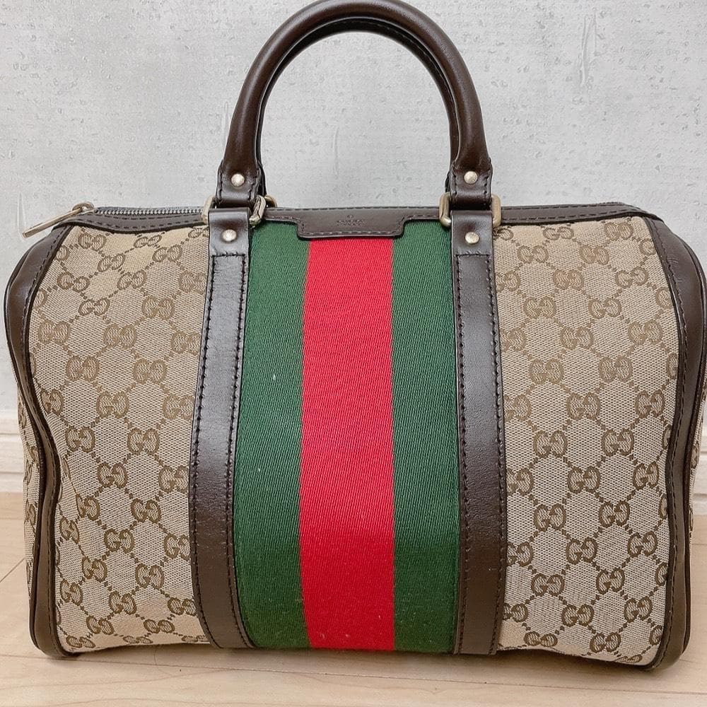 Gucci GG Canvas Sherry Line Boston Bag Brown — view 2