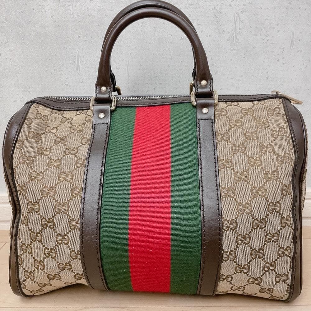 Gucci GG Canvas Sherry Line Boston Bag Brown — view 3