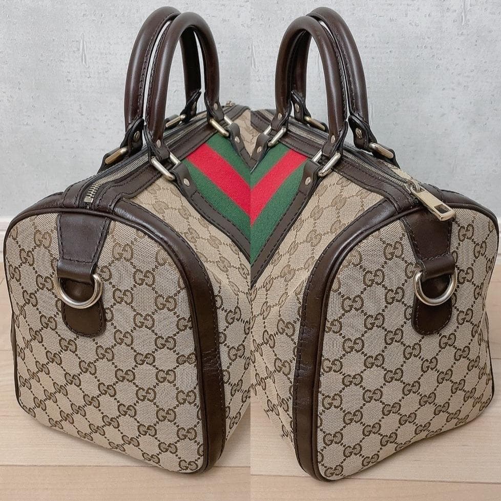 Gucci GG Canvas Sherry Line Boston Bag Brown — view 4