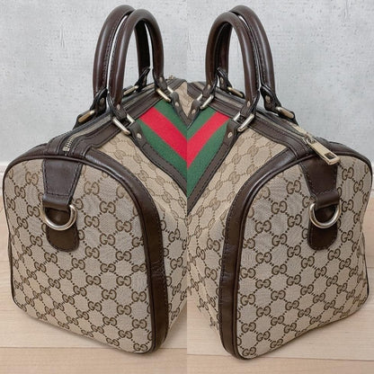 Gucci GG Canvas Sherry Line Boston Bag Brown — view 4