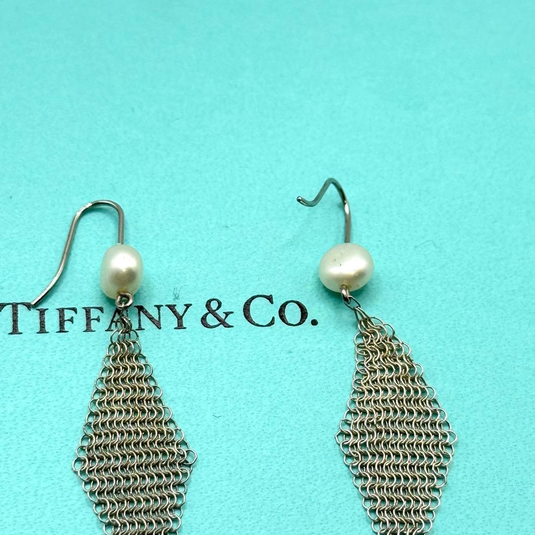 Tiffany & Co Earrings Hook Pearl Mesh 925 Sterling Silver — view 3