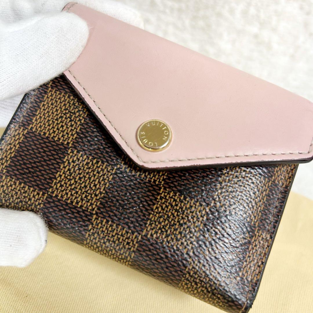 Louis Vuitton Portefeuille Zoë Damier Rose Ballerine Folding Wallet