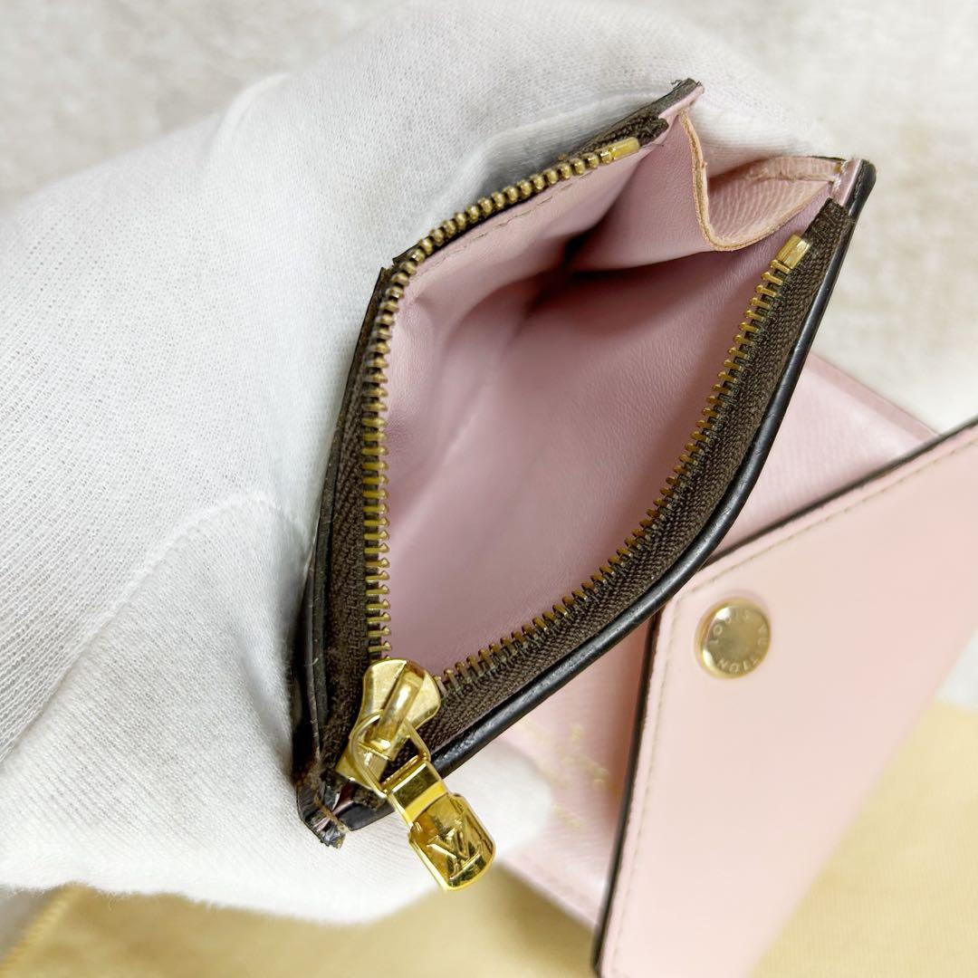 Louis Vuitton Portefeuille Zoë Damier Rose Ballerine Folding Wallet