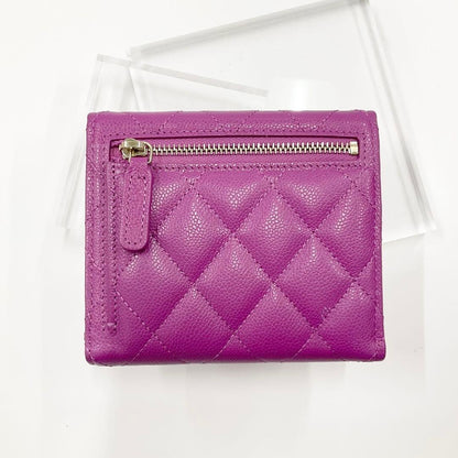 Chanel Quilted Caviar Leather CC Logo Wallet Trifold — view 3