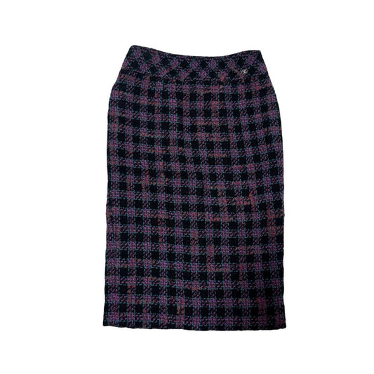 Chanel CC Logo Button Tweed Skirt 36
