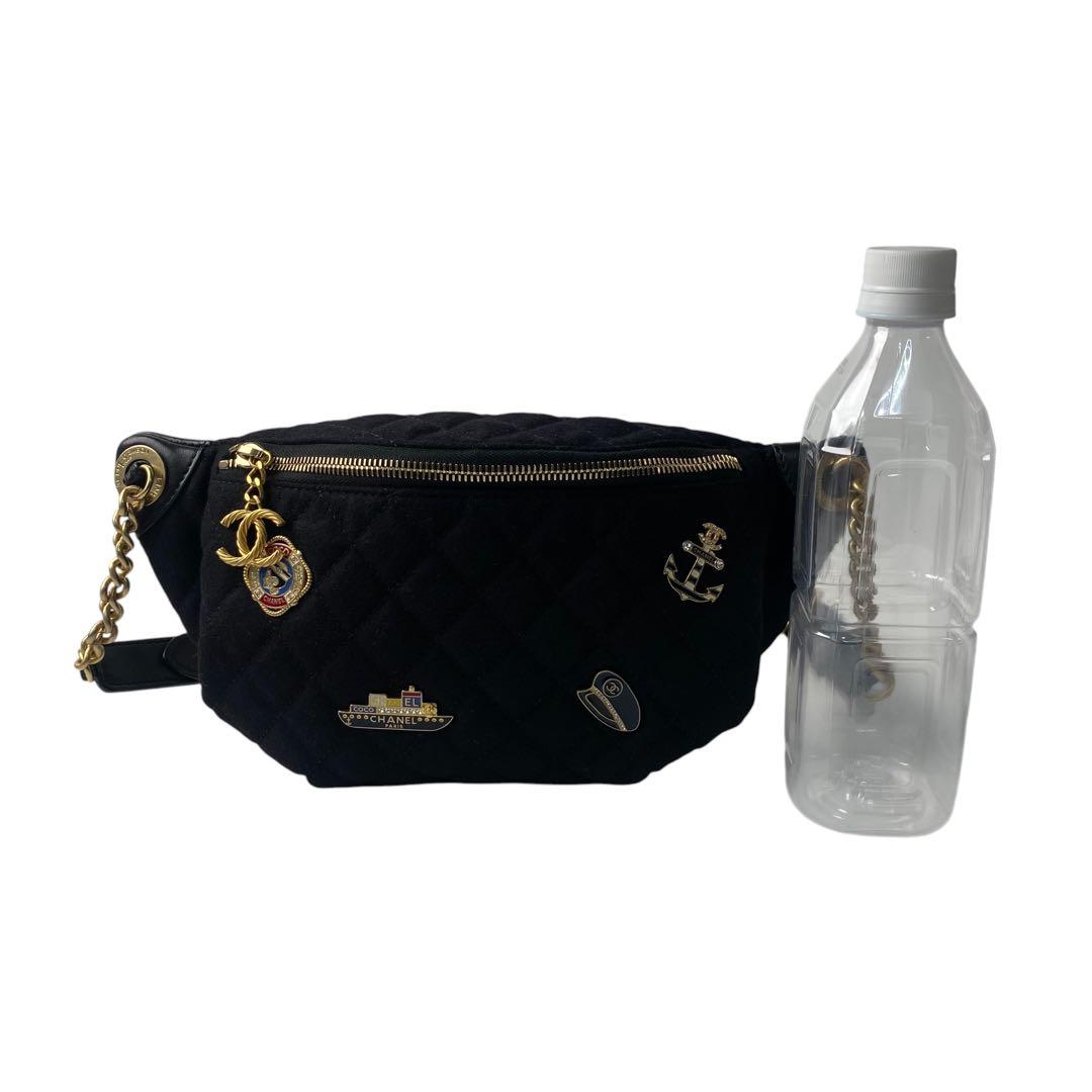 Unused Chanel Marine Motif Wool Leather Body Bag