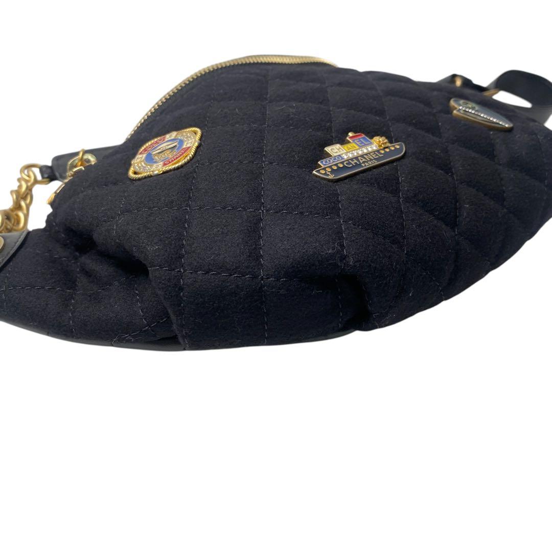 Unused Chanel Marine Motif Wool Leather Body Bag