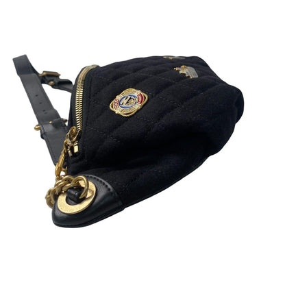 Unused Chanel Marine Motif Wool Leather Body Bag