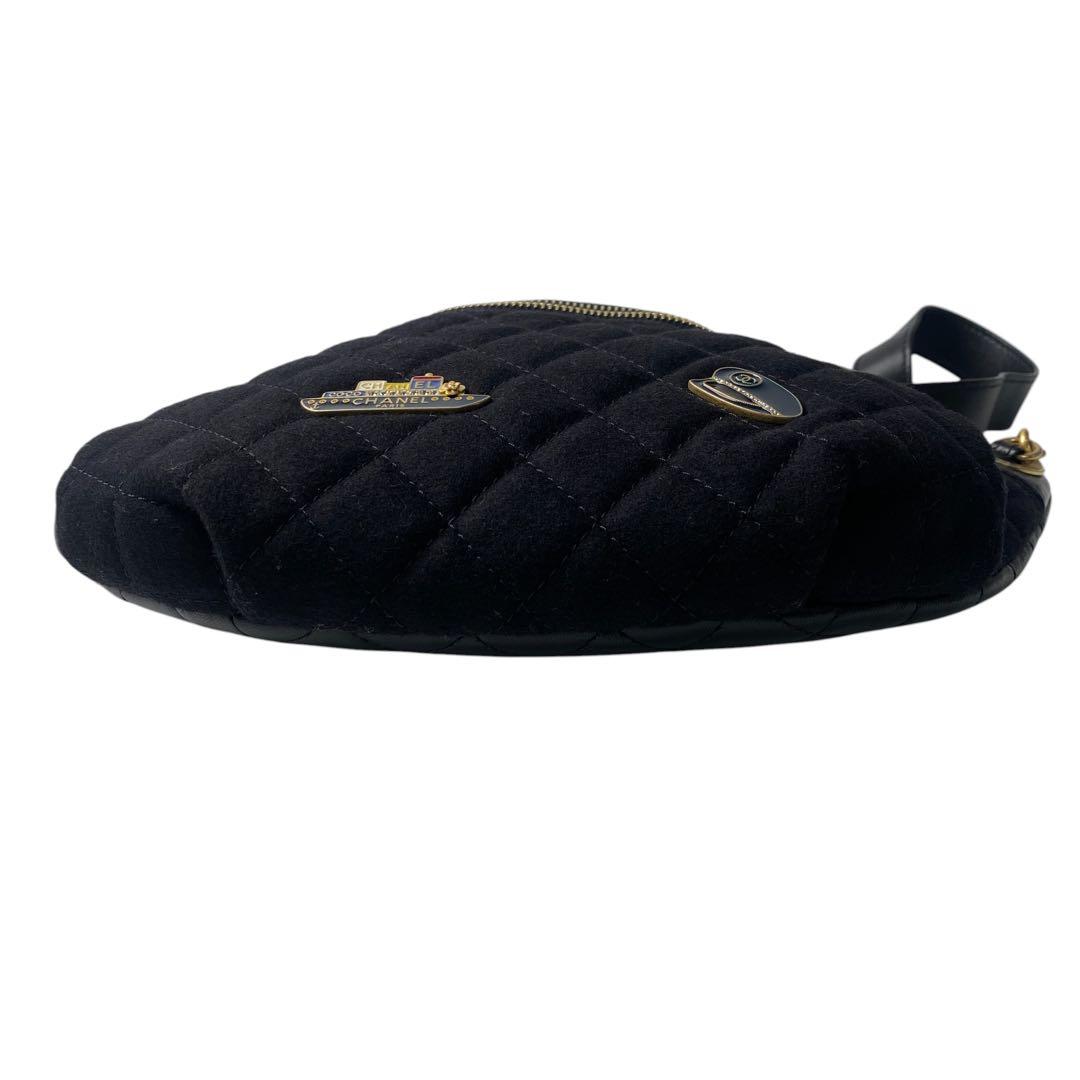 Unused Chanel Marine Motif Wool Leather Body Bag