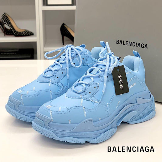 Balenciaga Triple S Logo Sneakers Light Blue