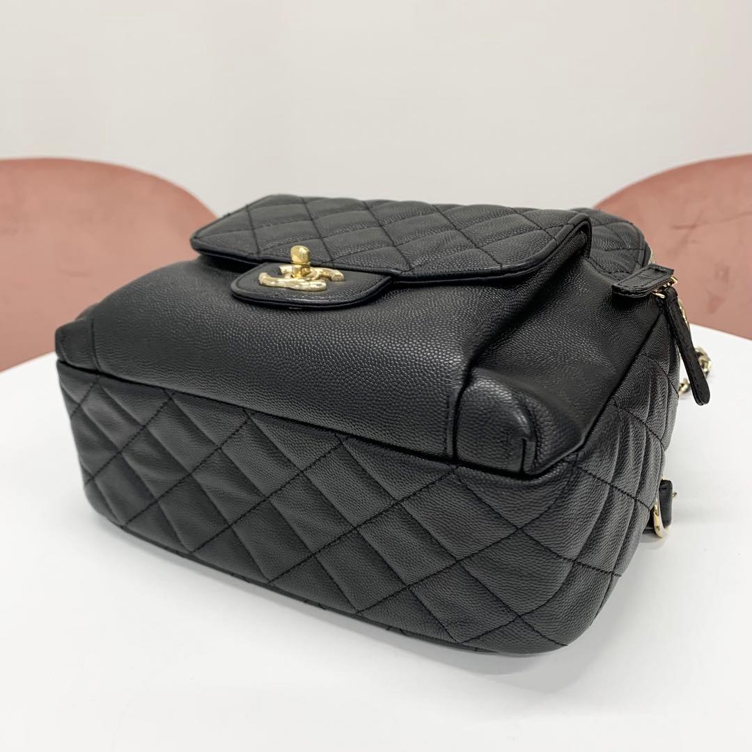 Chanel Quilted Caviar Leather CC Logo Turnlock Backpack — view 4