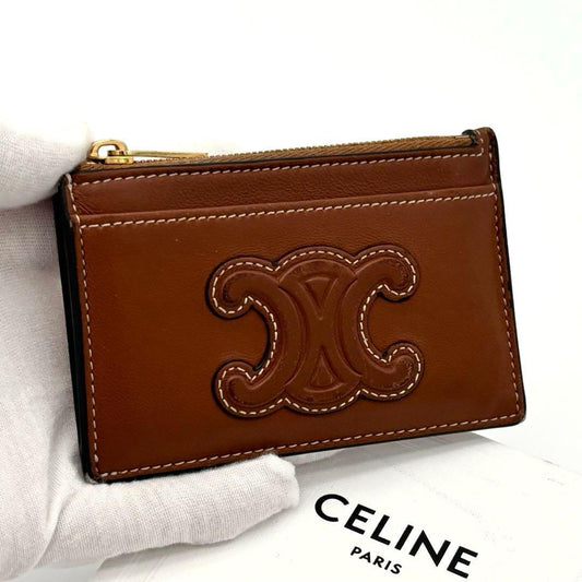 Celine Coin Case Wallet Taurillon Triomphe Brown