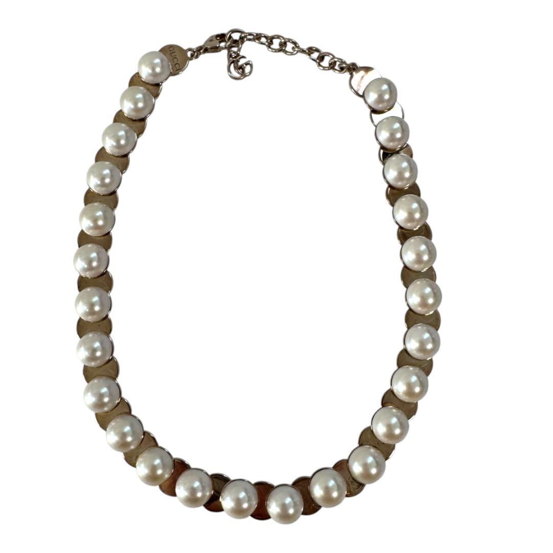 Gucci Interlocking G Faux Pearl Necklace Choker — view 2