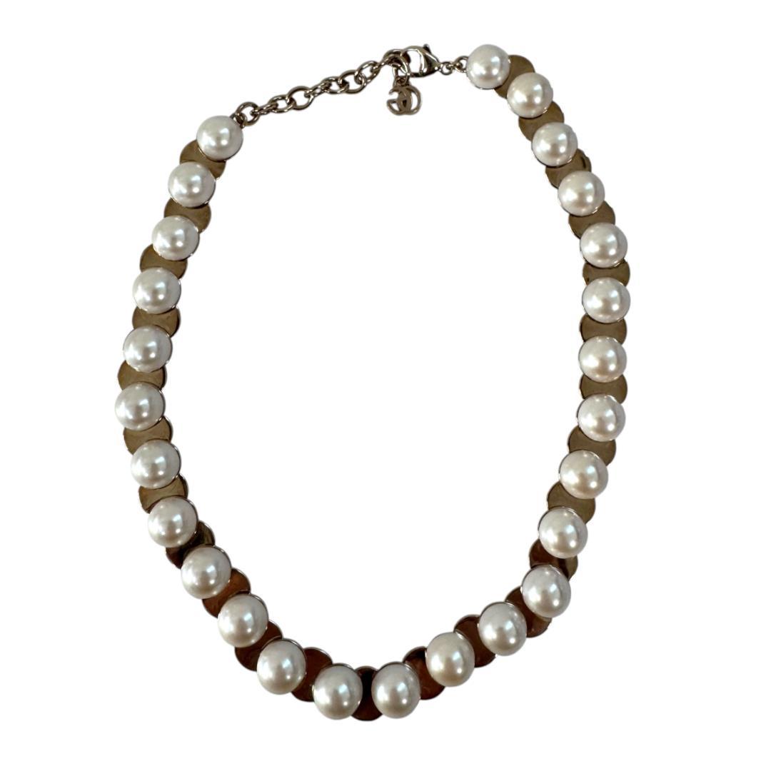 Gucci Interlocking G Faux Pearl Necklace Choker — view 3
