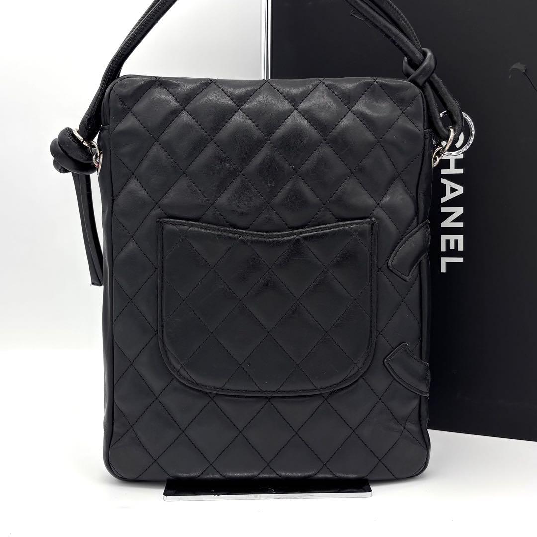 Chanel Cambon Line Leather Pochette Shoulder Bag Black — view 2
