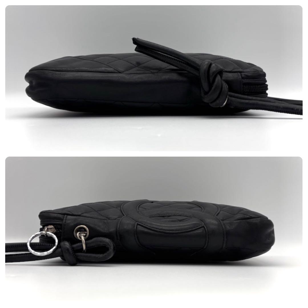 Chanel Cambon Line Leather Pochette Shoulder Bag Black — view 5