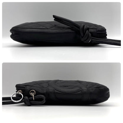 Chanel Cambon Line Leather Pochette Shoulder Bag Black — view 5