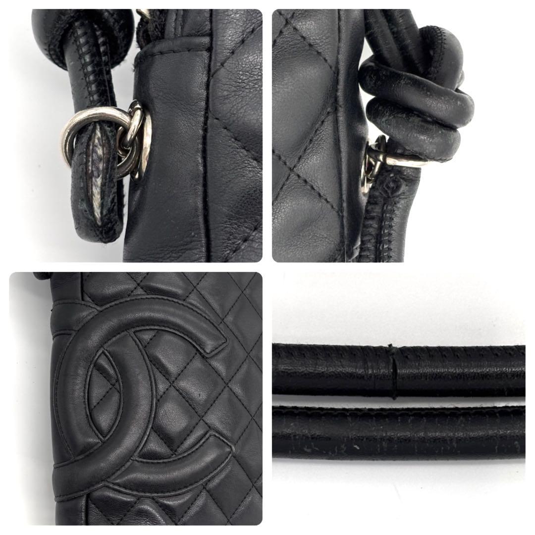 Chanel Cambon Line Leather Pochette Shoulder Bag Black — view 8