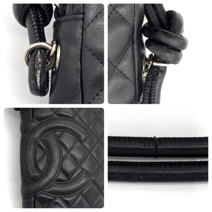 Chanel Cambon Line Leather Pochette Shoulder Bag Black — view 8