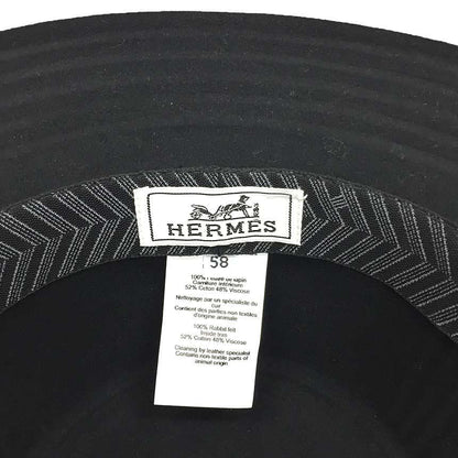 Hermes Hat Black Bucket Hat Size 58 Aq11633