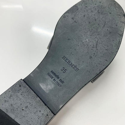 Hermes Oran Leather Sandals Black — view 8