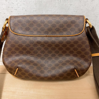 Celine Macadam Shoulder Bag Leather Brown Pocket