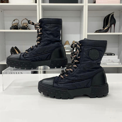 Hermes Fresh Nylon Leather Short Boots Black — view 2