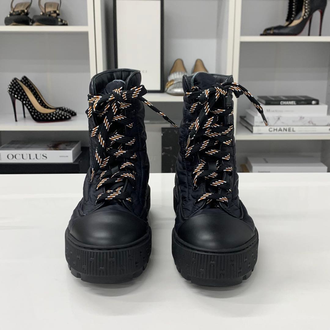Hermes Fresh Nylon Leather Short Boots Black — view 4