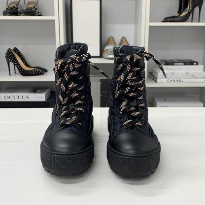 Hermes Fresh Nylon Leather Short Boots Black — view 4