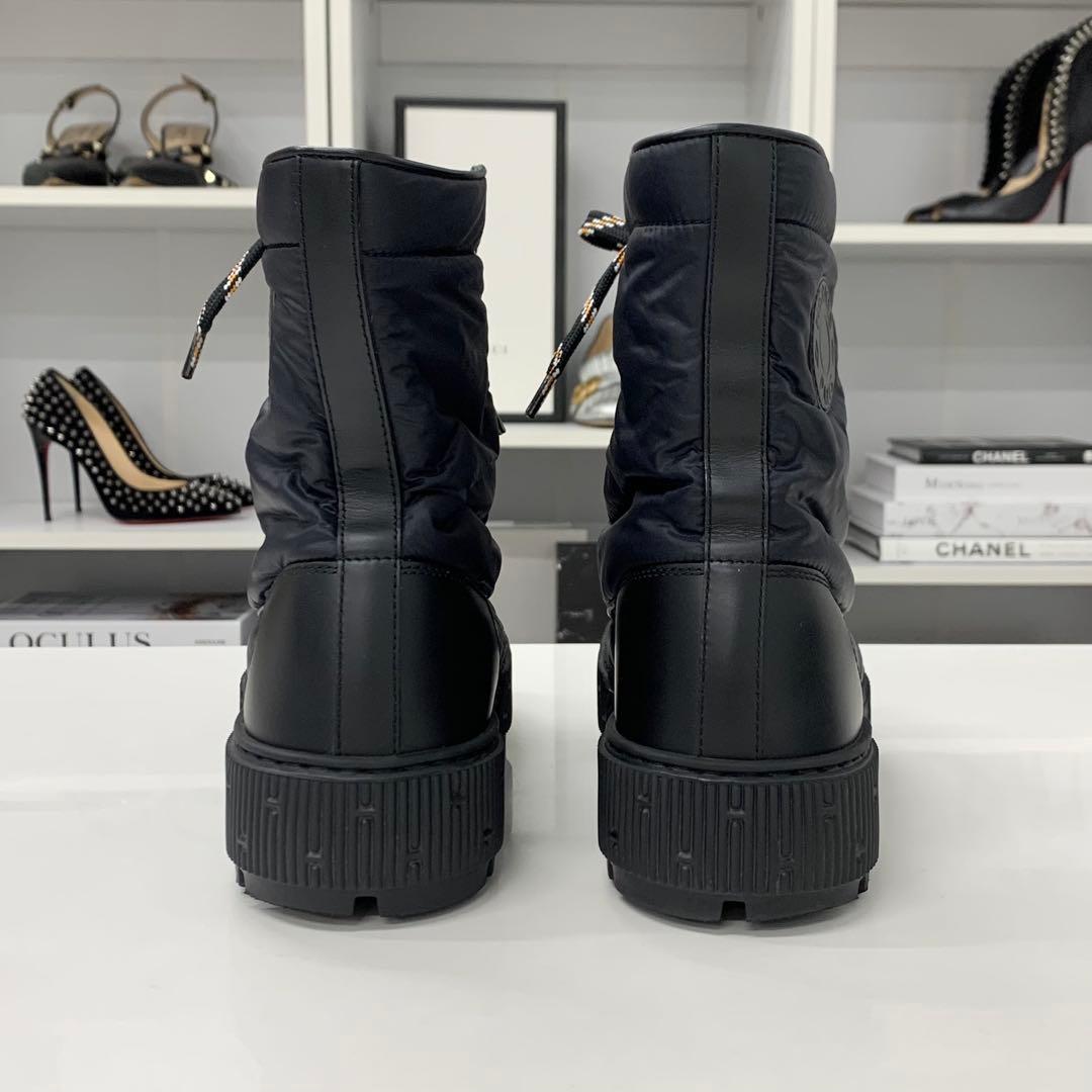 Hermes Fresh Nylon Leather Short Boots Black — view 6