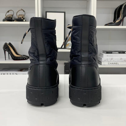 Hermes Fresh Nylon Leather Short Boots Black — view 6