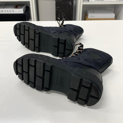 Hermes Fresh Nylon Leather Short Boots Black — view 7