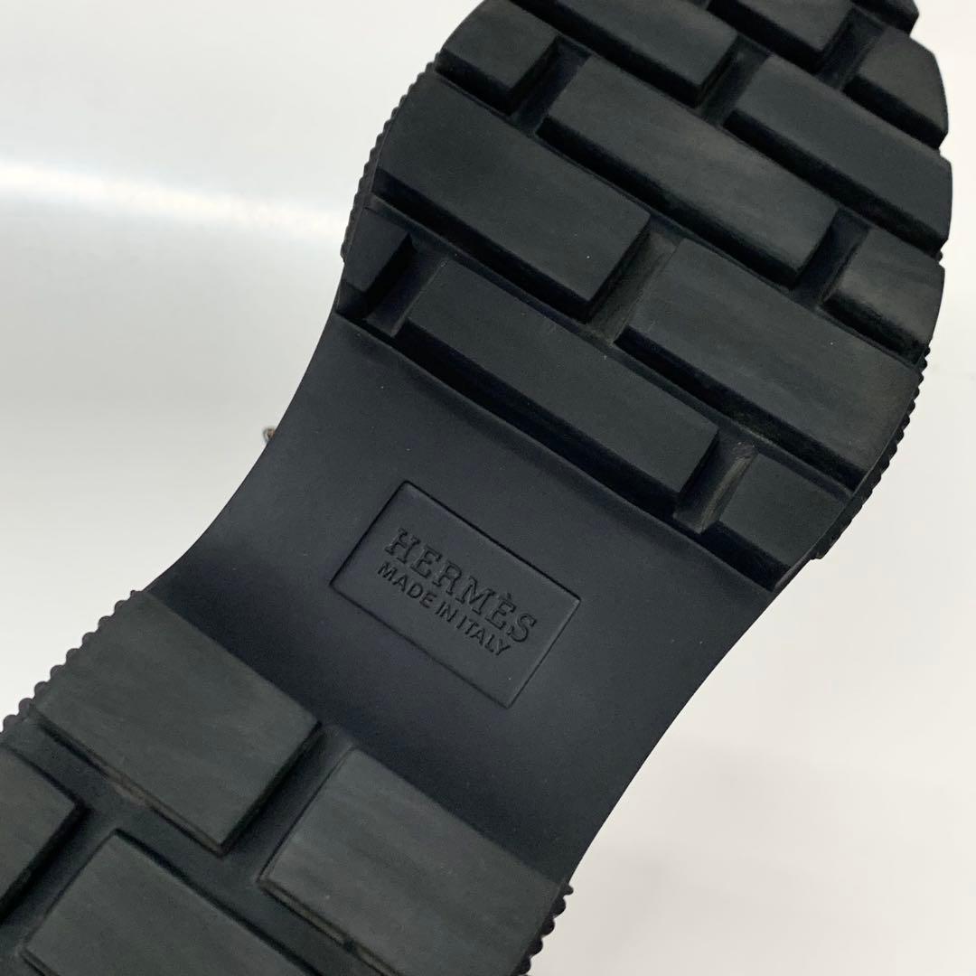 Hermes Fresh Nylon Leather Short Boots Black — view 8