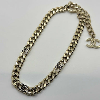 Chanel Necklace Coco Mark Triple Chain With Flat Chain
