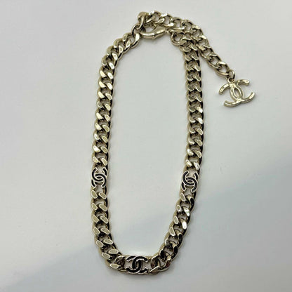 Chanel Necklace Coco Mark Triple Chain With Flat Chain